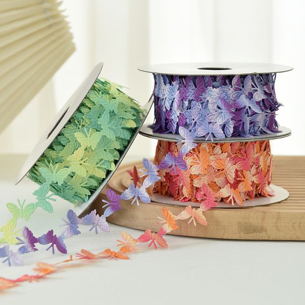 2cm*25y cinta de mariposa ultrasónica para embalaje de regalos y accesorios de ropa