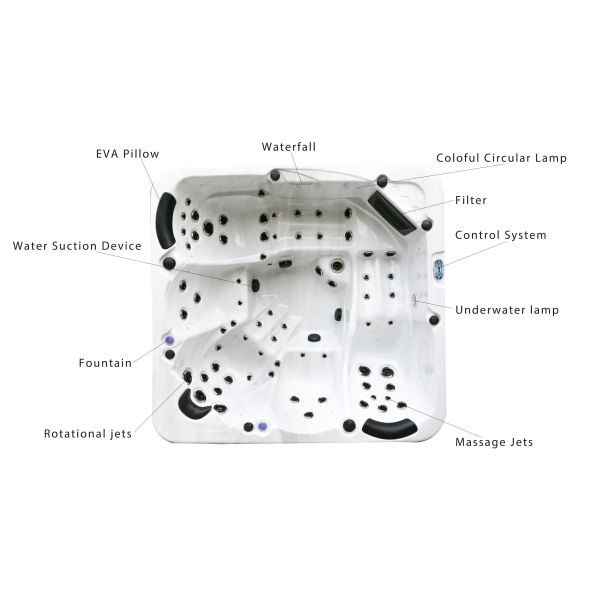 6-8 джакузи спа сада семьи джакузи человека на открытом воздухе с пресноводным