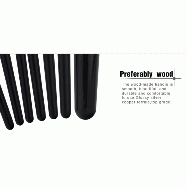 Wood Handle Travel Size Makeup Brushes In Pink Waterproof Bag