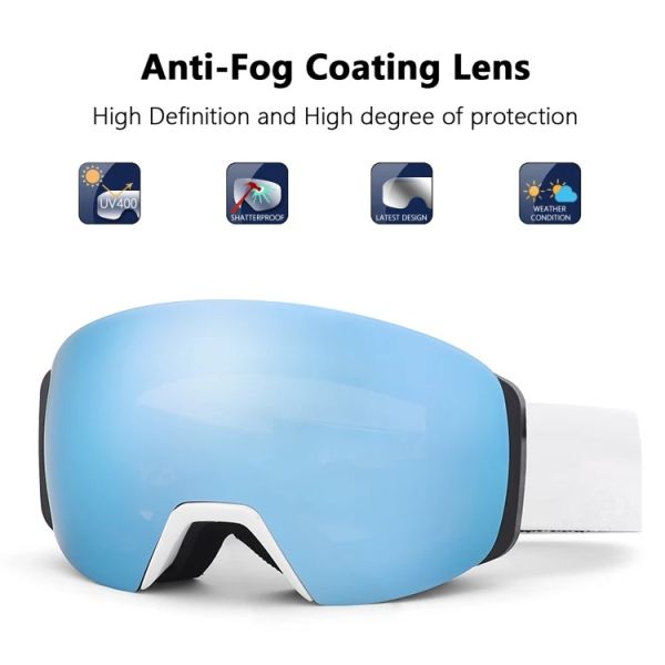 Custom UV400 Anti-Fog Spherical Magnetic Lens Ski Goggles Your Perfect Skiing Partner