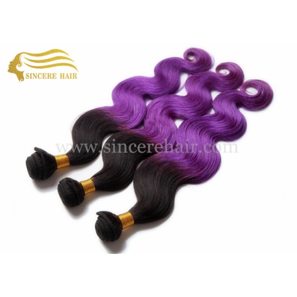 55 CM Body Wave Ombre Purple Hair Extensions Machine Weft for sale - 22" Body