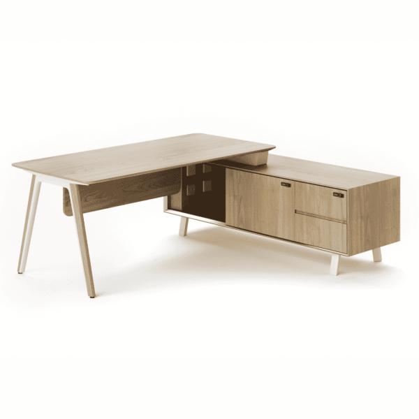 Executive Desk Modern Dual Tone Structure Floating Top Side Cabinet Aluminum Frame Office Furniture DUAL