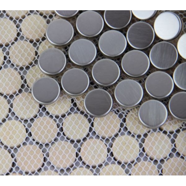 Antique Small Metallic Border Tiles , Stainless Steel Penny Round Mosaic Tile