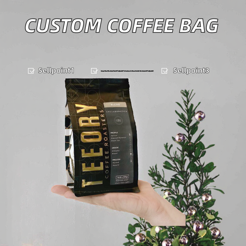 Custom Printed Branded Matte Flat Bottom Food Grade Coffee Packaging Bags Valve Zipper MOPP/VMPET/PE Material Guangdong ODM OEM