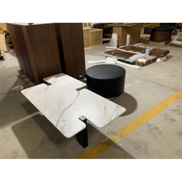 Modern White Marble Irregular Coffee Table Living Room Furniture