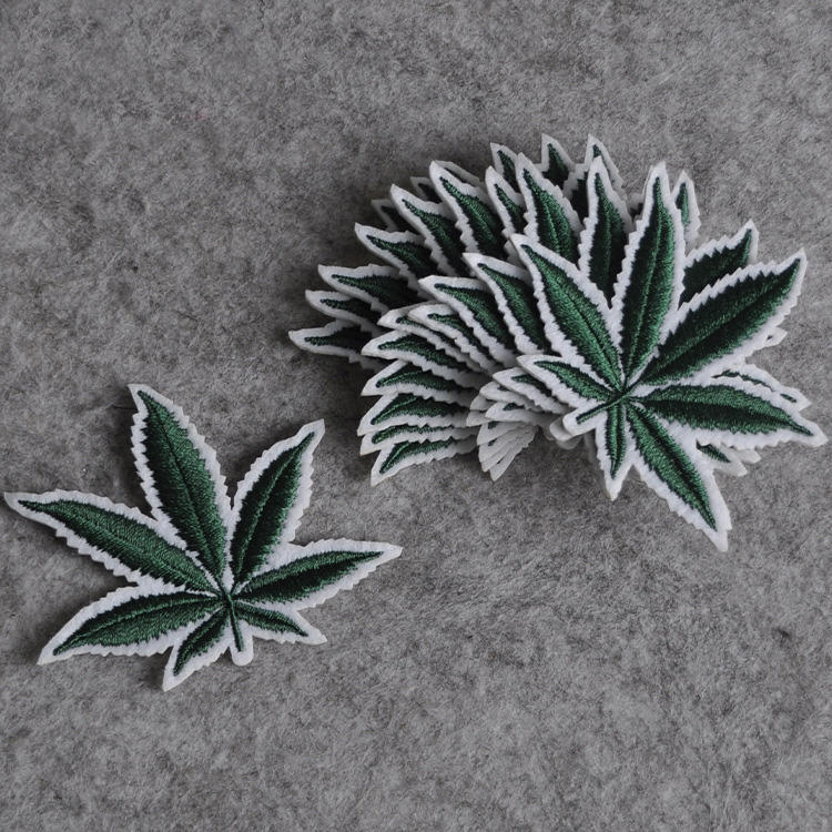 Newest Design Custom Leaf Pattern Embroidery Patch for Clothes Decoration