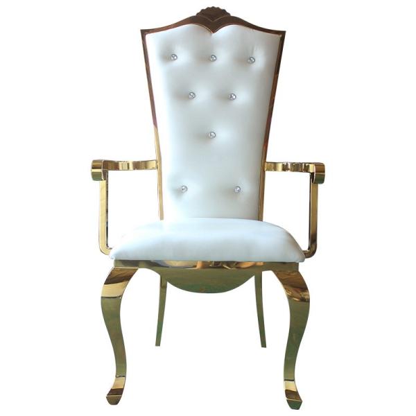 Cadeira de banquete de casamento forte e elegante com moldura dourada para recepção e eventos