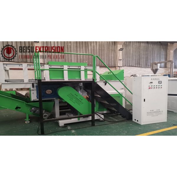 Waste Plastic Recycling Single Shaft Shredding Machine For Lumps Drum Barrel Boxes Pipe Rubber