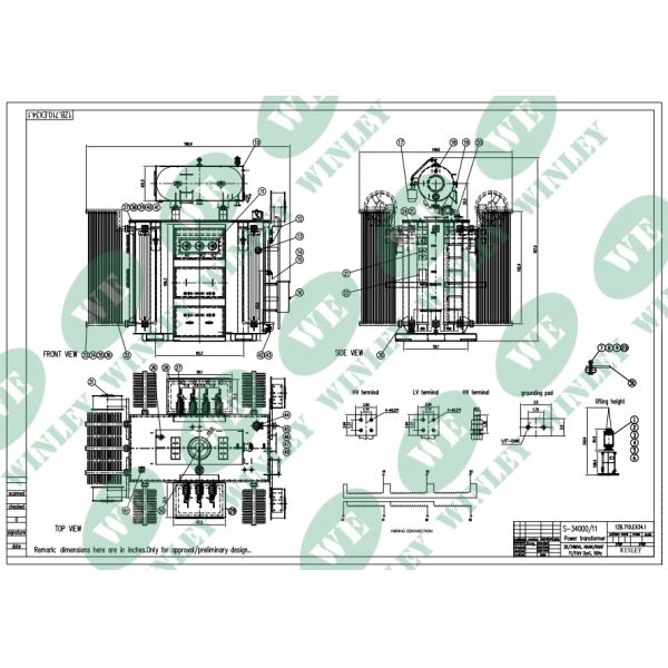 34MVA Electrical Substation Transformer 11KV 304 SS NEMA 4X Tank ANSI IEEE Standards