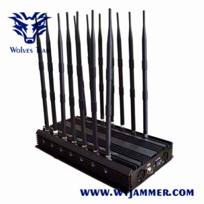 Jammer do sinal do telefone celular de WiFi de 14 antenas 50 medidores