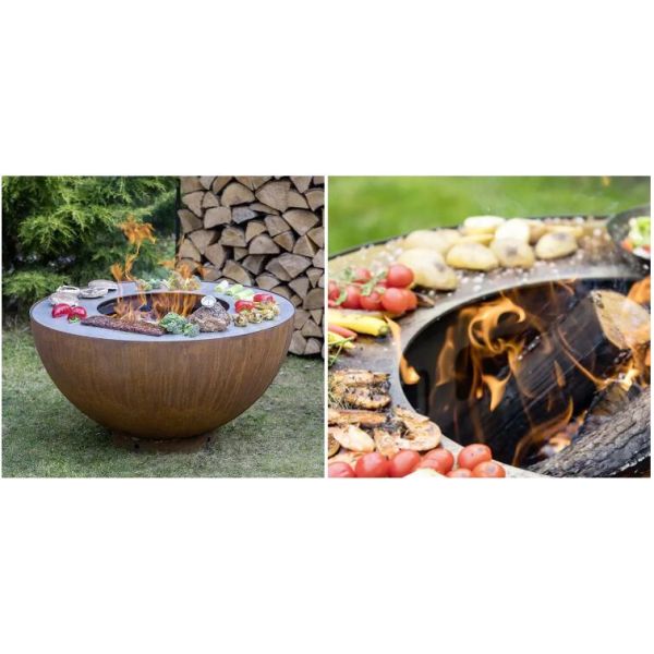 На открытом воздухе варя шар огня Corten БАРБЕКЮ естественный заржаветый стальной с кольцом гриля