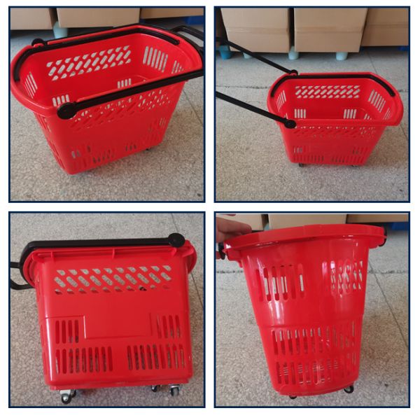 Алюминиевая ручка PU колеса Rolling Shopping Baskets для супермаркета