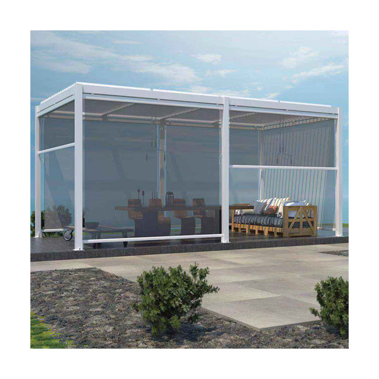 Outdoor Garden Pergola with Adjustable Aluminum Louver Roof and Bioclimatic Design