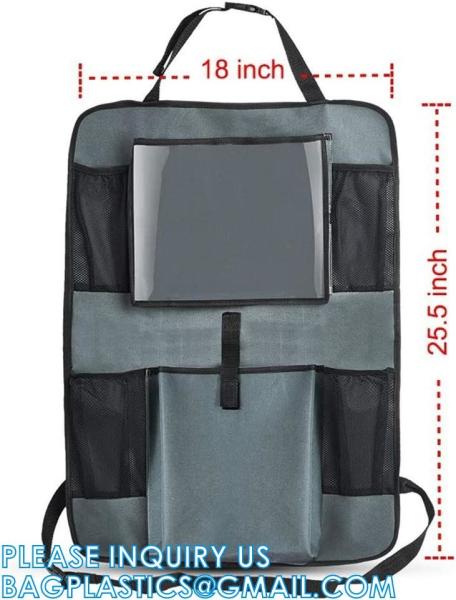 Car Backseat Organizer With Table Holder, Storage Pockets Seat Back Protectors Kick Mats For Kids Toddlers
