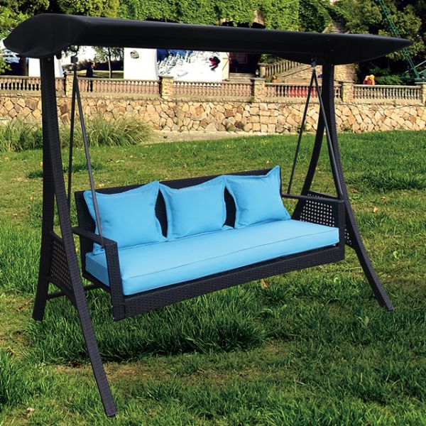 Silla de swing de ratán para muebles de jardín y columpios de metal marrón modernos