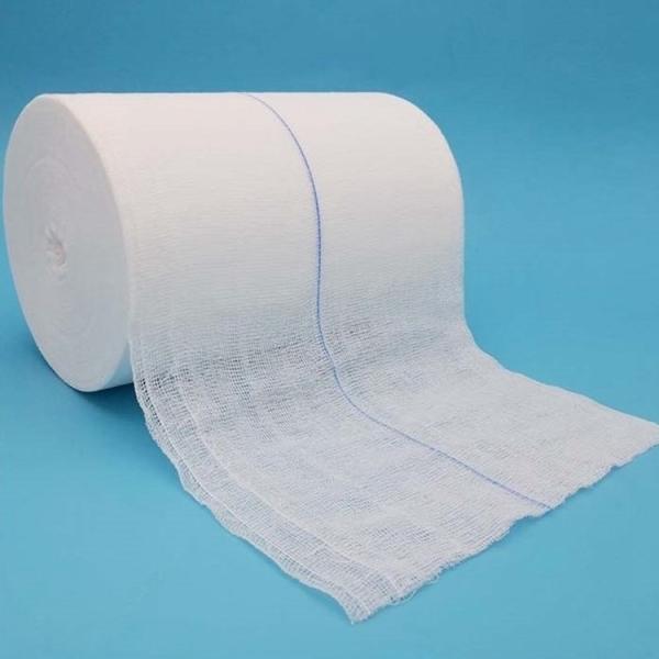 Venda de fábrica Consumo cirúrgico Médico 100% Absorvente de algodão 4 camadas 19X15 Rolo de gaze para hospital