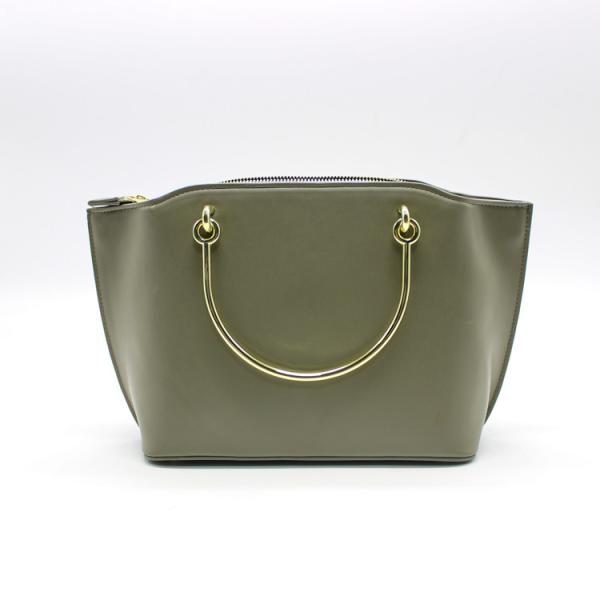 OEM Leather Tote Bags With Zipper Closure Two Side Pocket Handbags