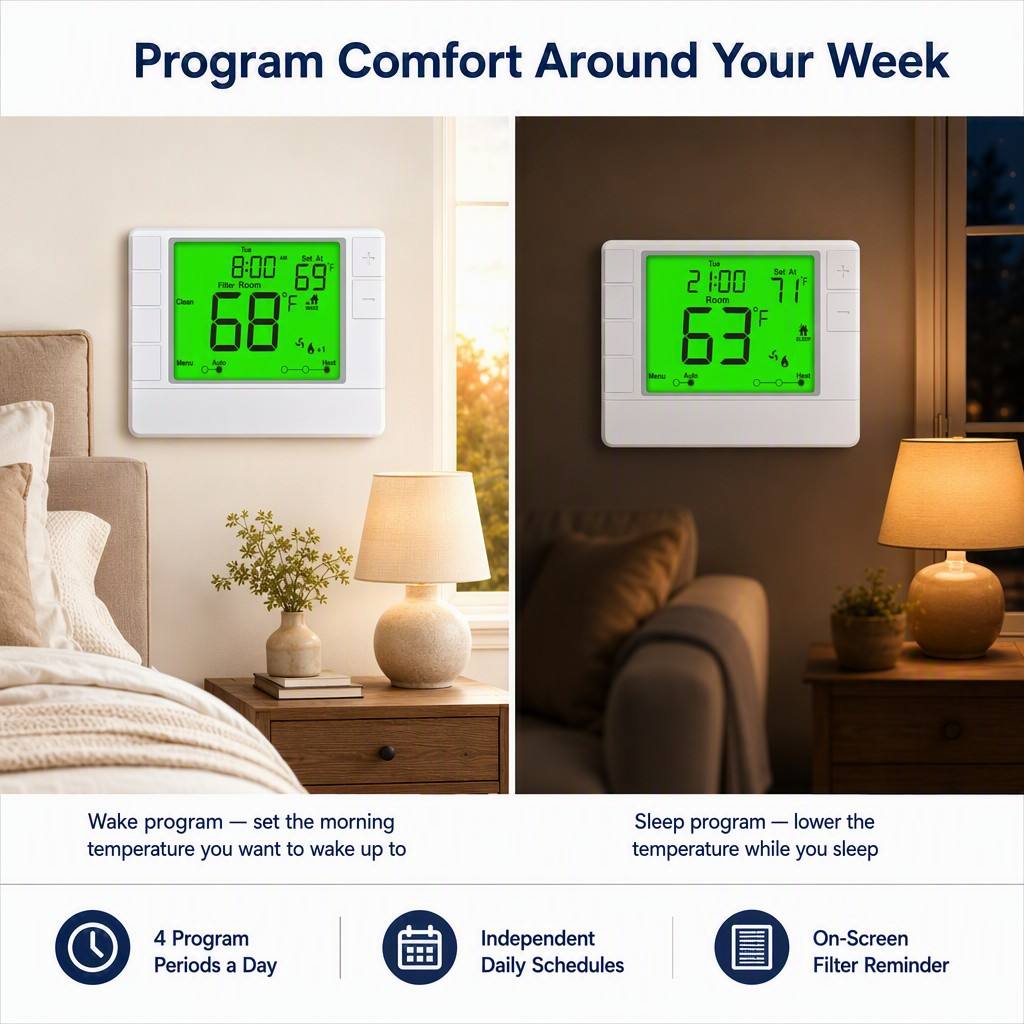 Programmable 7 DAY Coiiwsei Thermostat for Room Air Conditioning Unit