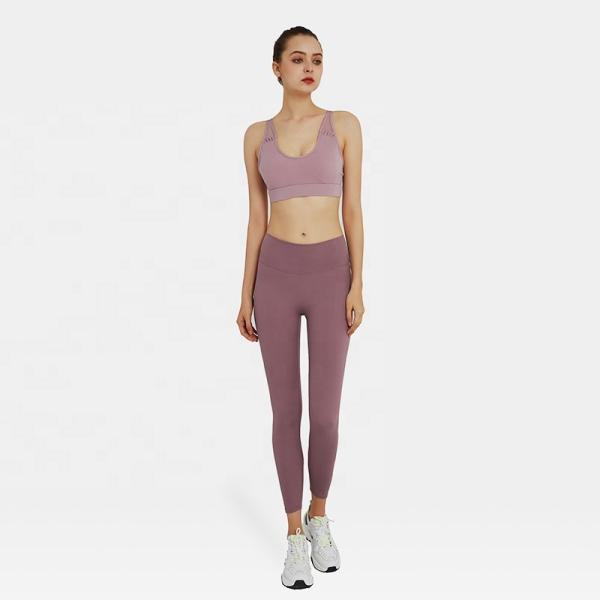 Antibacterial Seamless Fitness Sportswear High Waist Yoga Pants And Bra