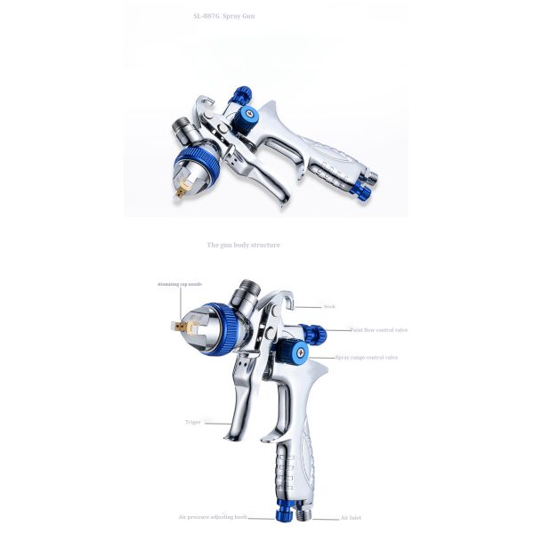 High Volum Low Pressure Air Spray Paint Gun Portable Acid-Proof Painting Tools 600ml Cup