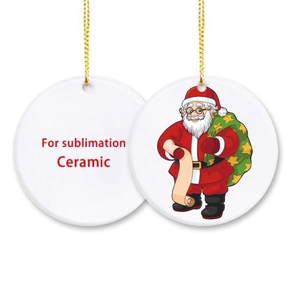 Different Shapes Sublimation Ceramic Christmas Ornaments  Blank Ceramic Ornaments