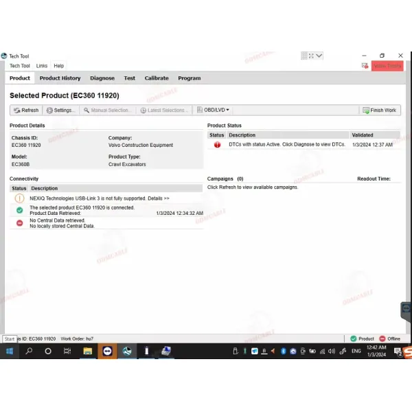 Диагностический инструмент для грузовиков с помощью программного сканера USB Link для экскаватора NEXIQ 125032 USB Link 3 с планшетом F110