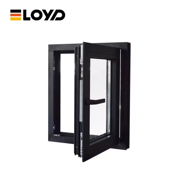 Black Aluminium Tilt And Turn Window Slimline Sound Insulation OEM