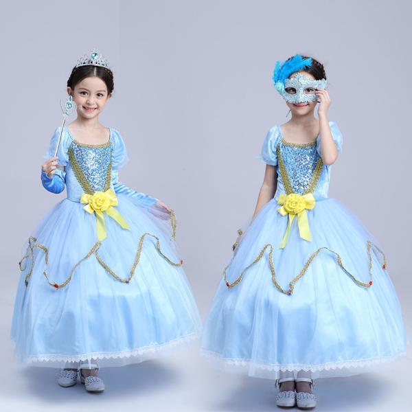 Girl's long princess dress for party,Christmas and halloween with 6 layers