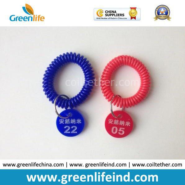 Expandable Round Various Color Coil Key Holders Safety Wrist Cord