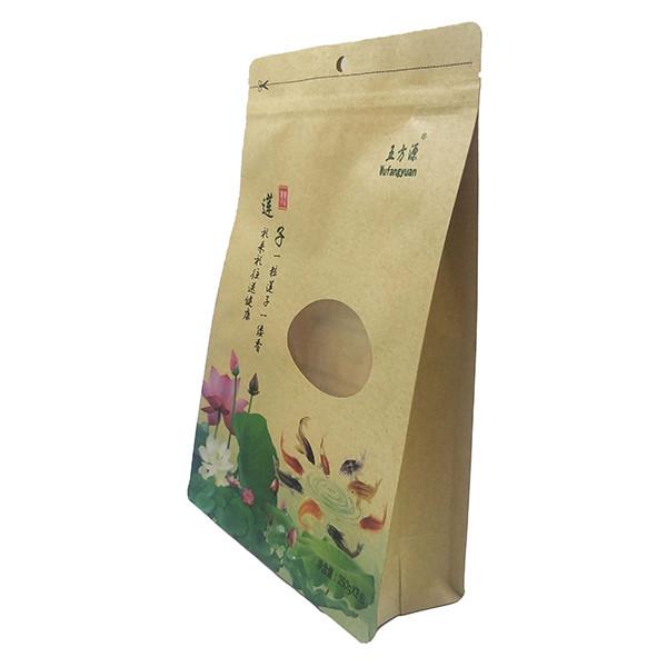250g 500g Lotus Seeds Flat Bottom Packaging Bag With Opening Window Heat Seal