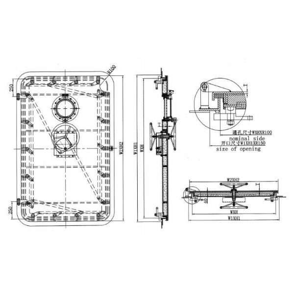 Водонепроницаемая дверь для морских судов с огнестойкостью A60 и прозрачным размером 2000 * 1200 мм