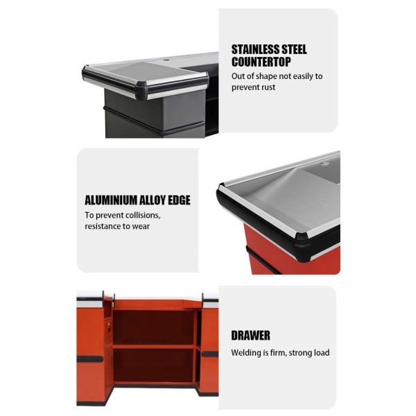 Супермаркет Check Out Counter Холодный прокат стального материала Магазин Cash Counter