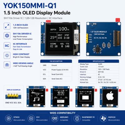 1.5 Inch OLED Display Module I2C SH1106 OLED Display 128x128 For Arduino