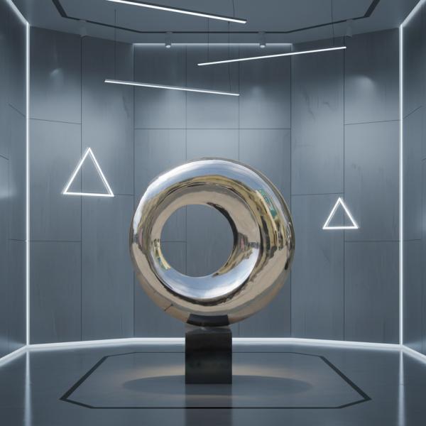 Custom Mirror Polished Stainless Steel Modern Art Sculpture Indoor Circular Abstract Decor Statue
