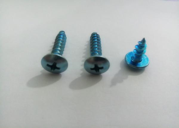 Blue Zinc Truss Head Screw , Pan Head Screw With Hardness Treament Cross Socket