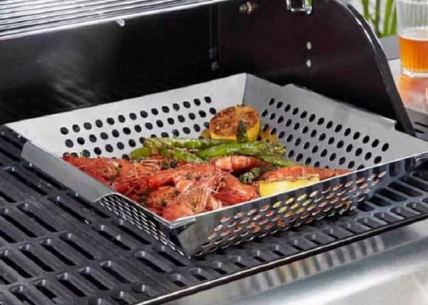 Perforated 13.8 Inch Stainless Steel 304 Grill Basket For Vegetables