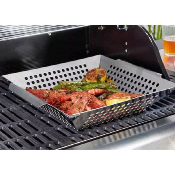 Perforated 13.8 Inch Stainless Steel 304 Grill Basket For Vegetables