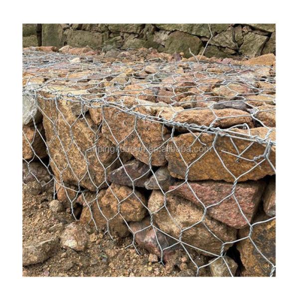 Stone Filled Woven Mesh Gabion Basket Retaining Wall Design for Seawall Protection