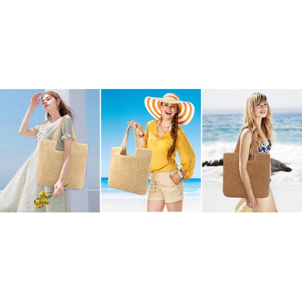 Sustainable Bamboo Bag With Handle, Shopping Bag For Beach Summer Vibe Wholesale Vietnam Handicraft Crochet Raffia Sac Bolsa Mujer Bucket Tote Shoulder Designer Women Straw Bag