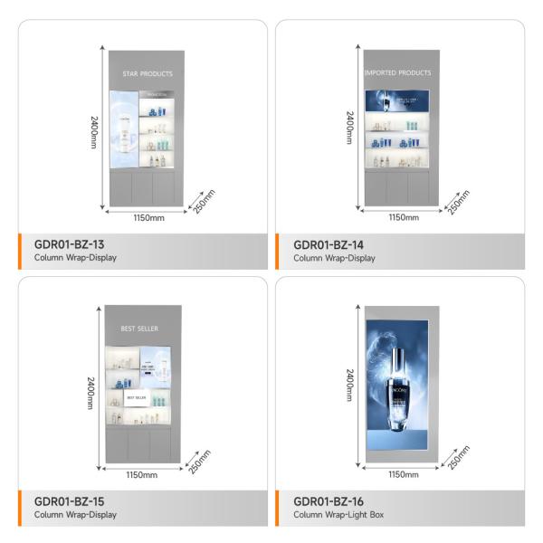 Cosmetic Gray Wooden Display Rack with Big Light Box Store Furniture for Skincare Store Interior Design