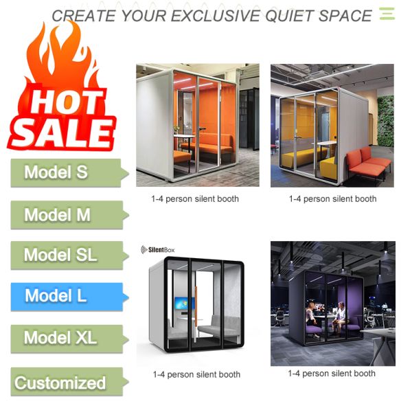 Stand Alone Meeting Pod in Private Space Soundproof Glass Booth Portable Office for Work