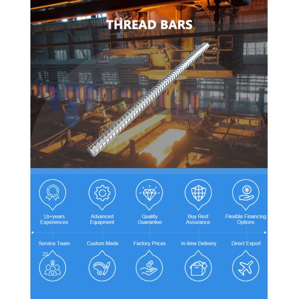 MicroPile Anchoring Thread Steel Rebar System with 15mm Diameter and 1-12m Length
