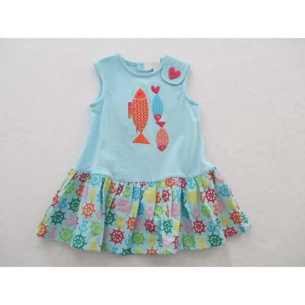 Cute Fish Puff Print Jersey Top Baby Girl Two Piece Sets All Over Print Jersey Panty