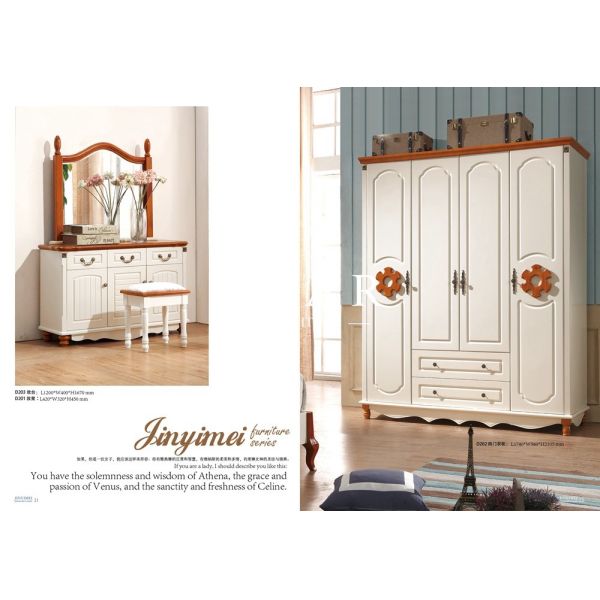 Antique Countryside Style 4 Doors Cloth Cabinet Wardrobes