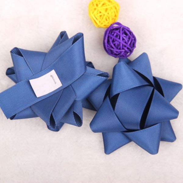 Satin Pull Bow Ribbon Star Gift Wrapping Decoration Pre Made Solid Blue Color