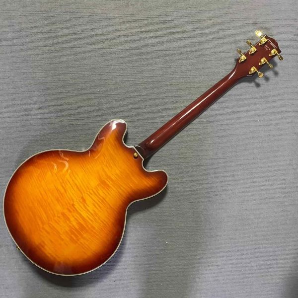 Custom Gibson Style ES Supreme Bourbon Burst Semi Hollow Body Jazz Electric Guitar