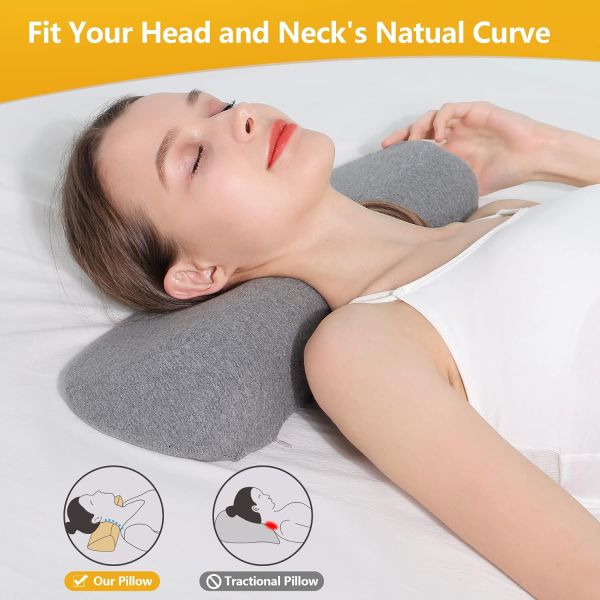 Portrait Pattern Memory Foam Neck Bolster Pillow for Pain Relief Sleeping Aid Support