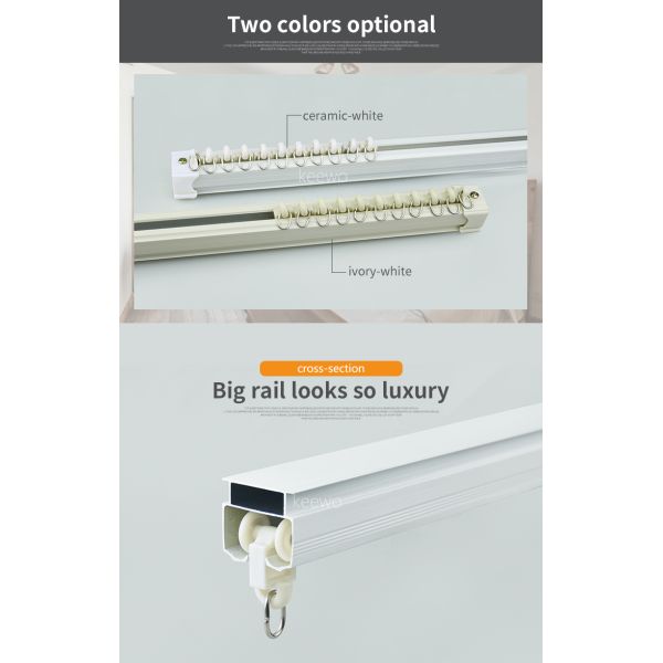 wholesale curtain rod price 6m length white aluminum metal curtain rods and rails from foshan factory