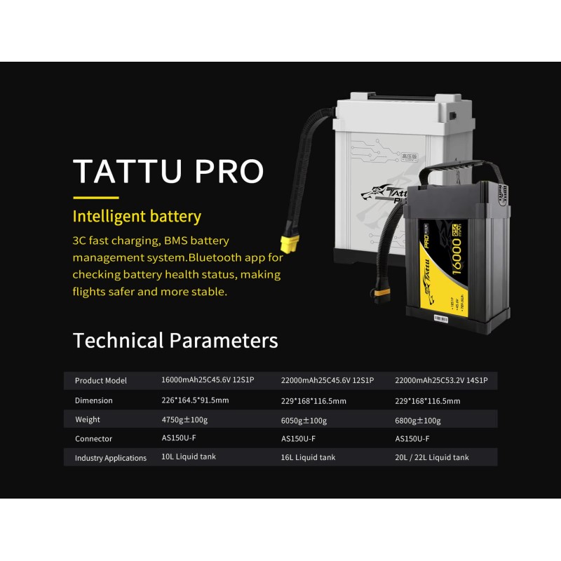 TATTU 3.0 28000mAh HV 53.2V 14S 25C 28000 MOLEX Plug Smart Rechargeable Lithium Battery for Agricultural Drone G630 G626 Z30