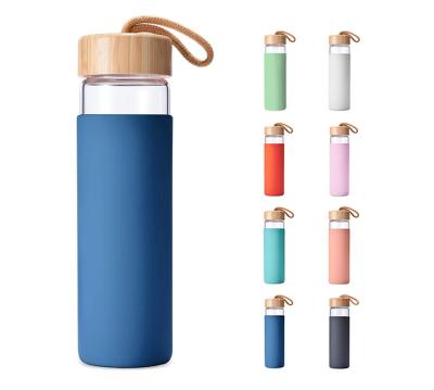 500ml Bpa Free Safe Borosilicate Glass Water Bottle With Bamboo Lid Silicone Sleeve